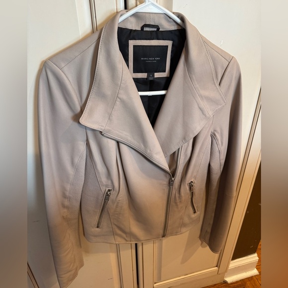 MARC NEW YORK BY ANDREW MARC Felix Leather Moto Jacket Pale Pink - Picture 1 of 8